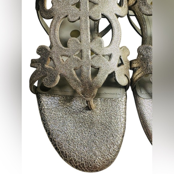 Boden Gold Metallic Leather Filigree Flat Sandals Size 38/ US 7 NEW - Picture 12 of 13